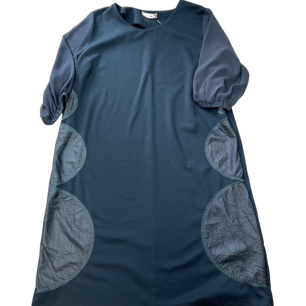 La Mouette Dress Jersey Circle Appliqué Sheer Sleeves A Line Generous Fit